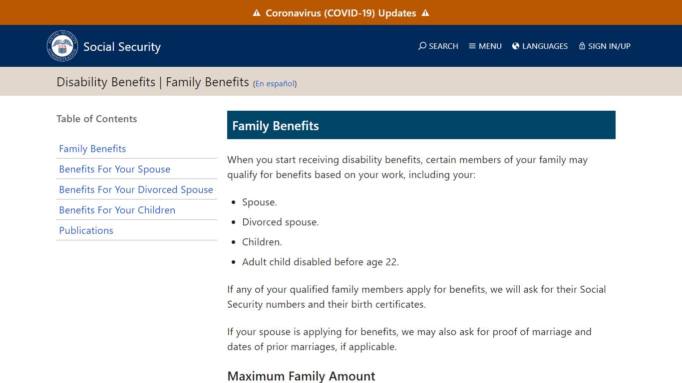 Family Benefits | Disability Benefits | SSA
